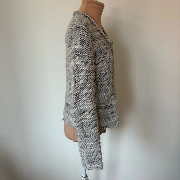 IRO Carene Knotted Boucle Knit Gray Wool Blend Snap Button Jacket Sz FR 40/US 8 - Picture 7 of 12